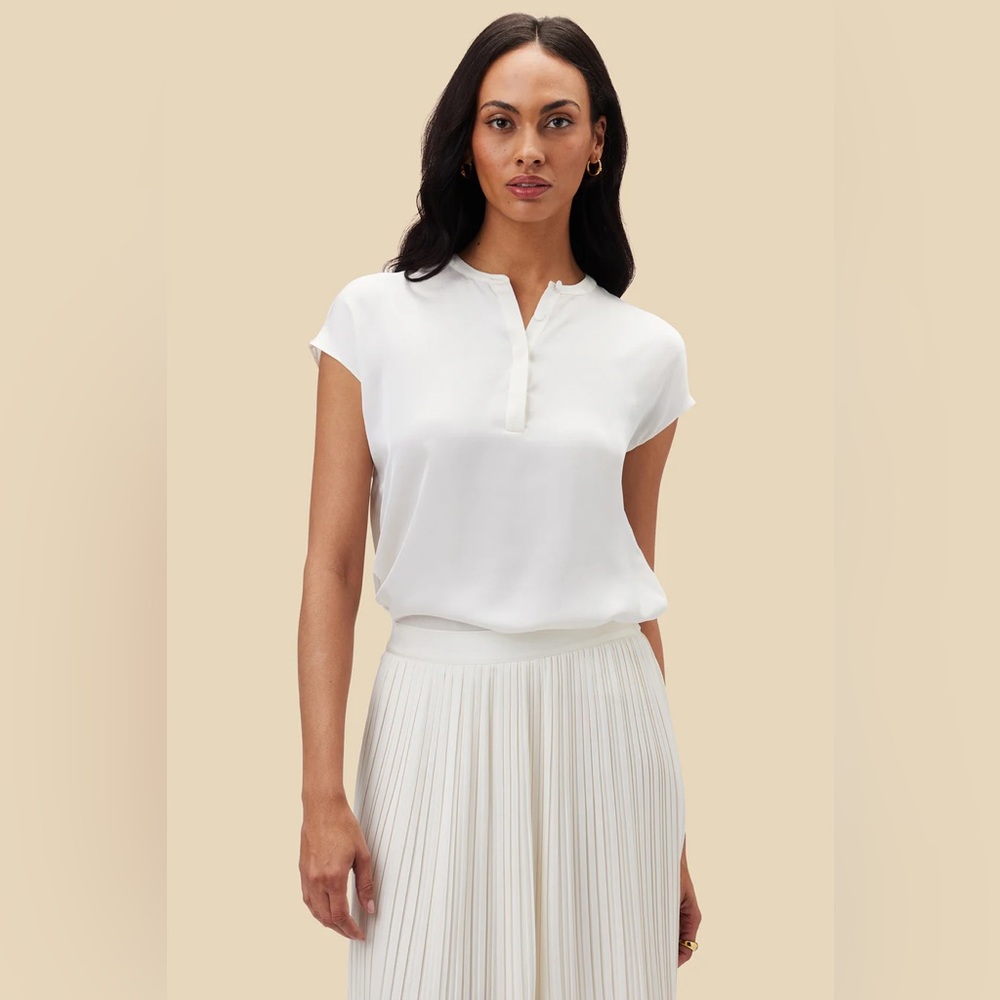 NWT Amour Vert Ren Recycled Sateen Blouse Ivory